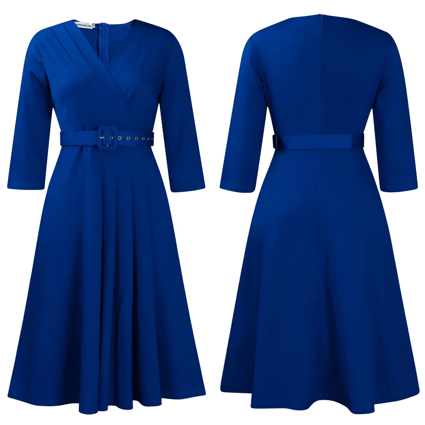Samantha's Pleated, Trendy, Stylish, Formal, Office style, Sleeves, Midi Dress
