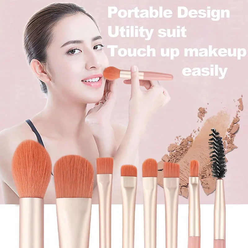 Nelly's Makeup brush set in case- 8Pcs