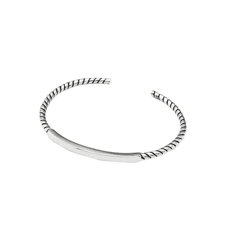 Nardine's Solid 925 Sterling Silver, Unisex, Vintage Handmade, Simple,  Open Bracelet