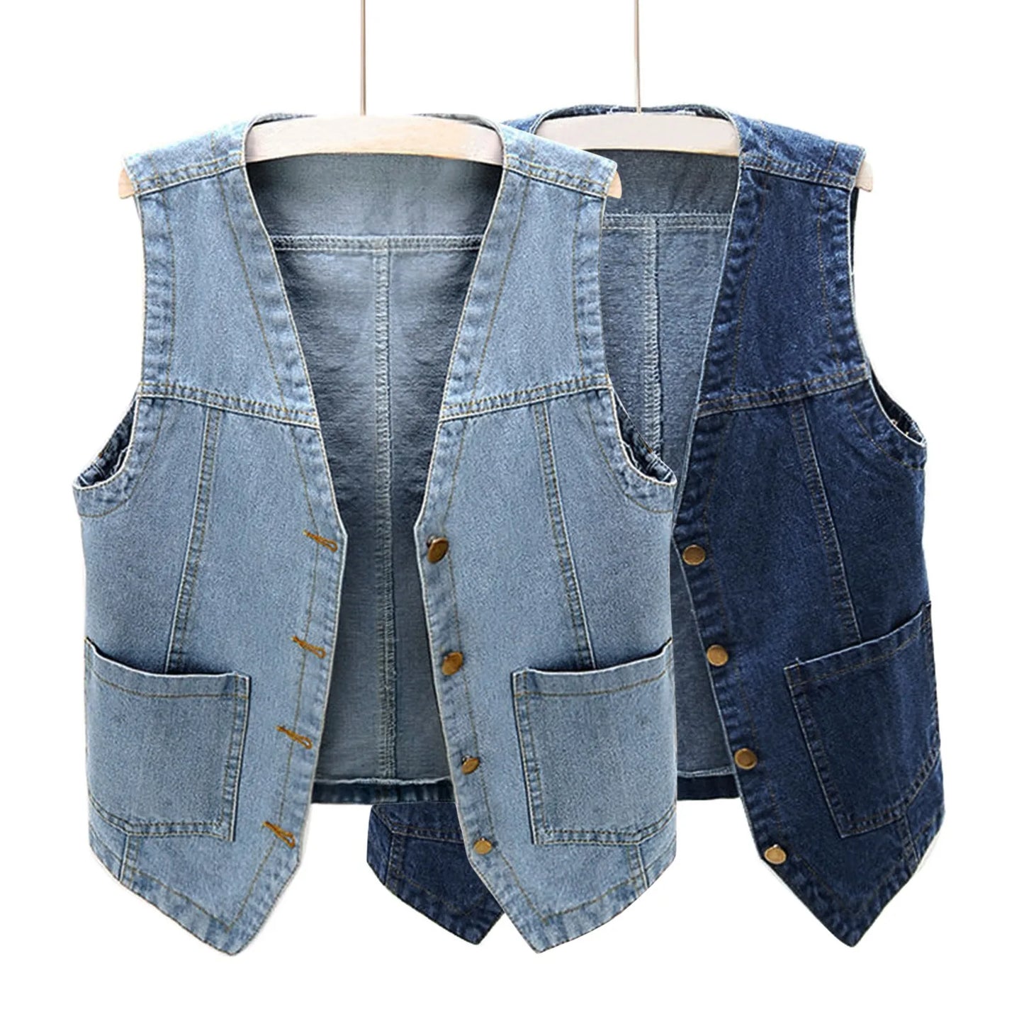 Tara's Casual, Trendy, Stylish, Waistline, Cotton, Denim, Pockets, Jeans Vest