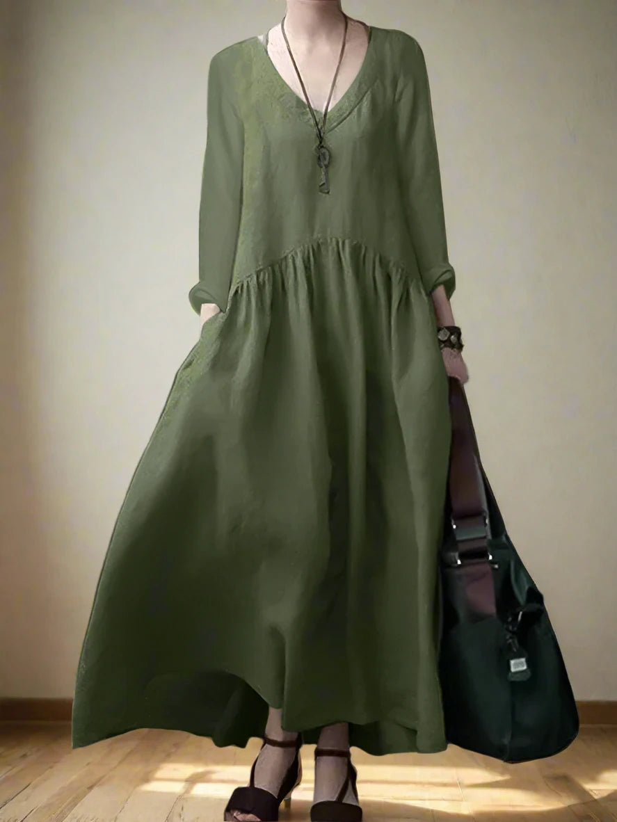 Sasha's Long, Loose, Sleeves, Vintage, Trendy, Stylish, Cotton Blend Dress