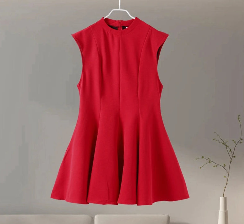 Celine's Solid Color, Draped, Sleeveless, Stylish, Trendy, Party, Pleated, Slim, Mini Dress