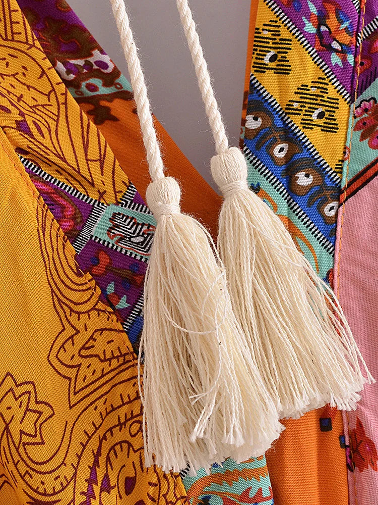 Alice's Vintage, Floral, Print, Batwing sleeves, stylish, Trendy, Boho, Maxi Bohemian Dress