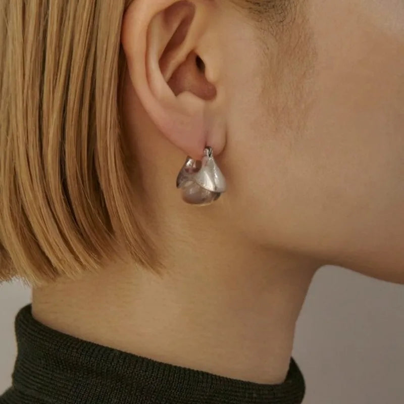 Jessy's Trendy, Stylish, Vintage, Golden/Silver, Resin, Drop, Hooped Earrings