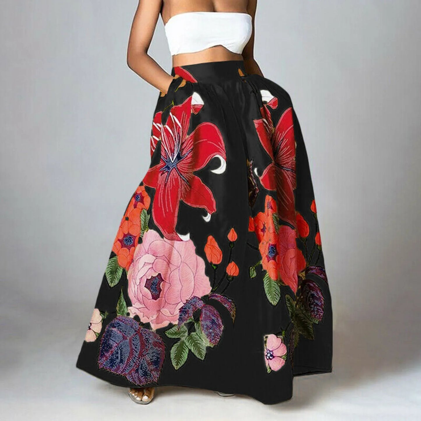 Maria's printed Boho maxi swing gown skirt