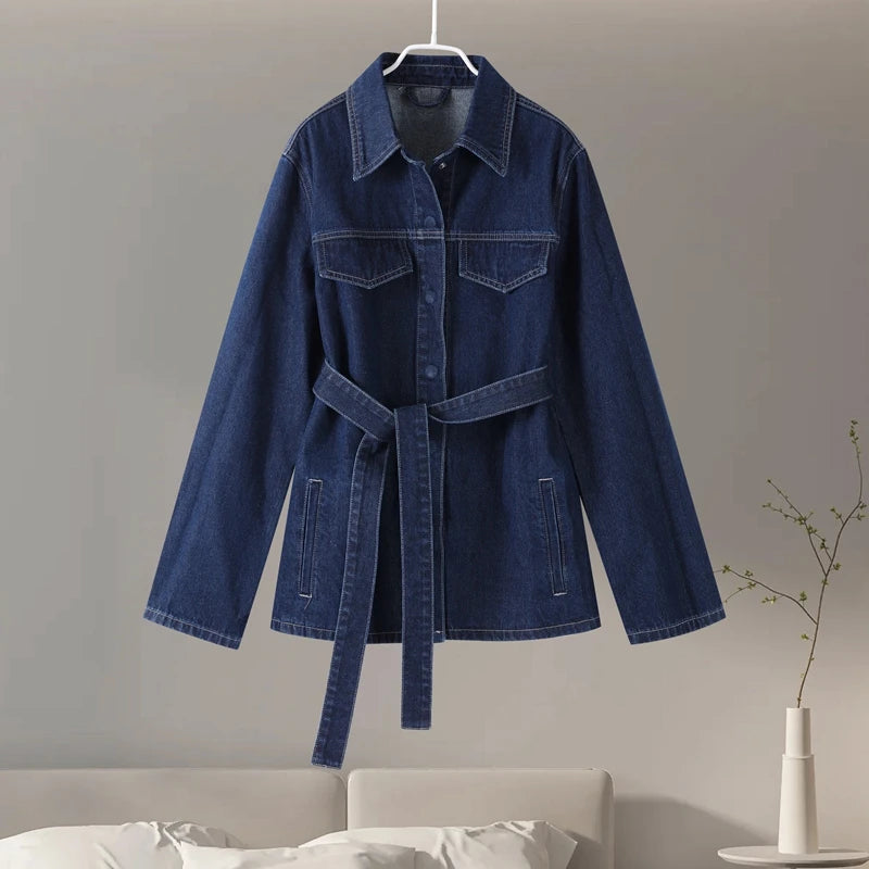 Julie's Casula, Elegant, Stylish, Trendy, Wide Leg, Long Jacket, Denim Outfit sets