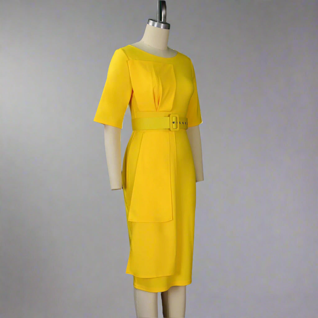 Iman's Trendy, Stylish, Patchwork, Plus size, Half Sleeves, On-Knee, Office Dress