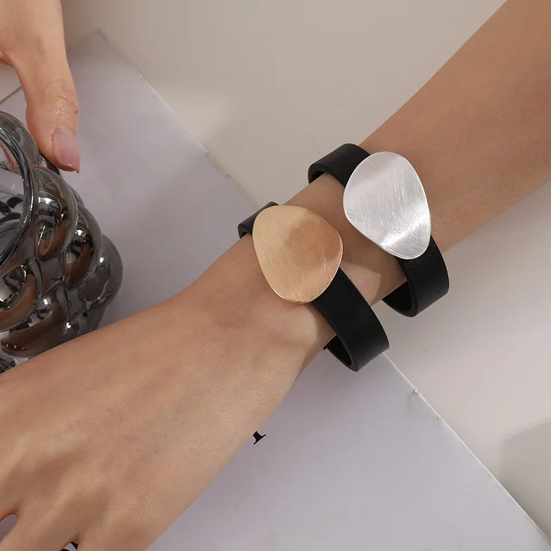 Tania's Trendy, Stylish, Vintage, Minimalist, Magnet Lock, Golden/Silver, Cuff, Bangles Bracelets