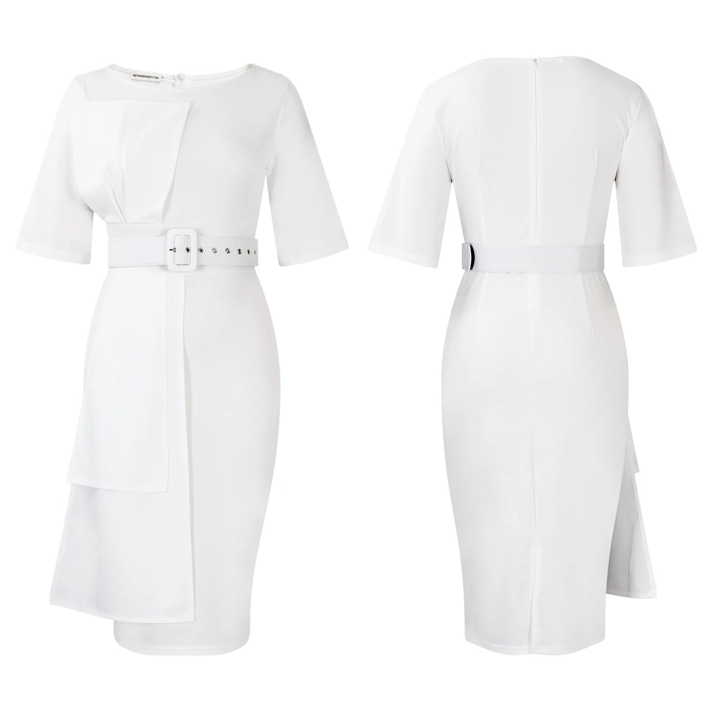 Iman's Trendy, Stylish, Patchwork, Plus size, Half Sleeves, On-Knee, Office Dress