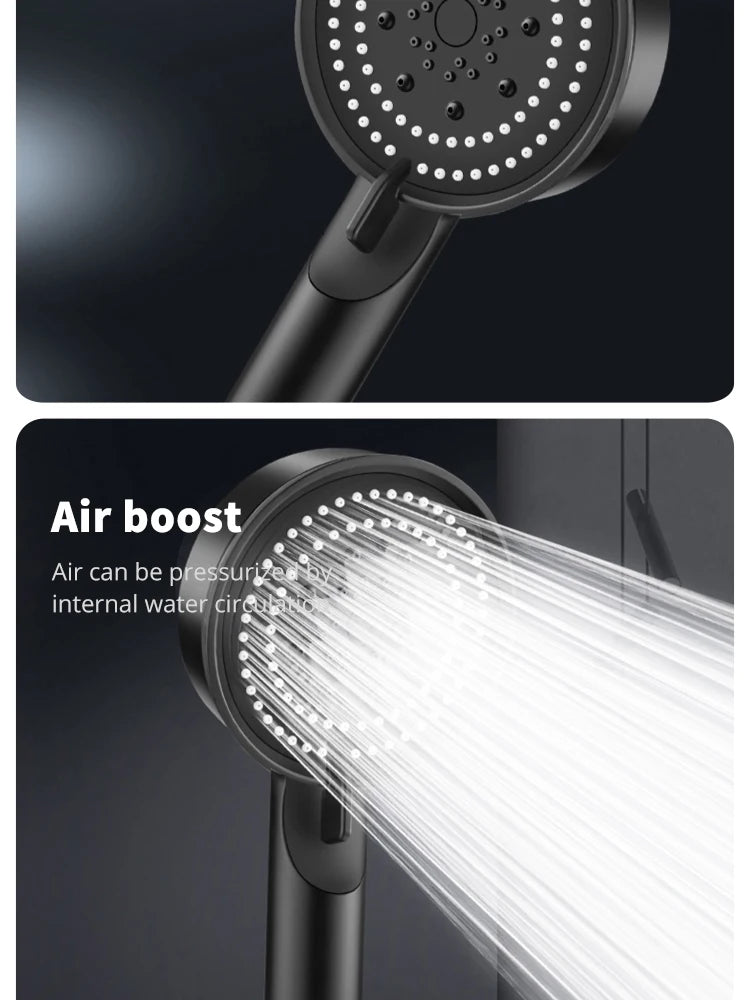 5 Mode Pressure Boost Shower Head - Multifunction - Self Cleaning