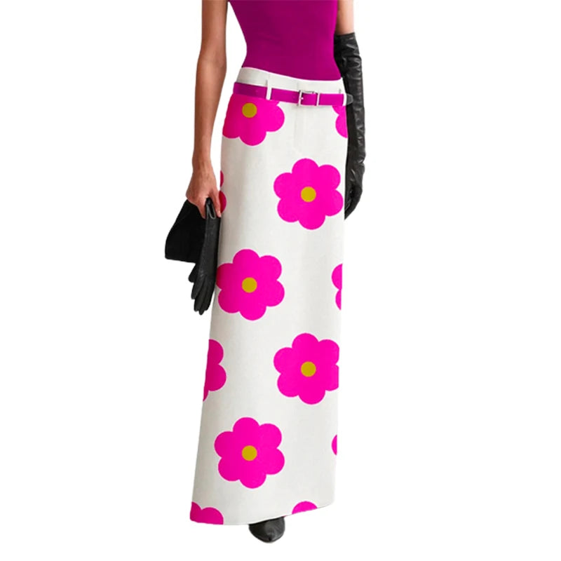 Halle's A-Line Maxi Cotton High Waist Skirts with pockets