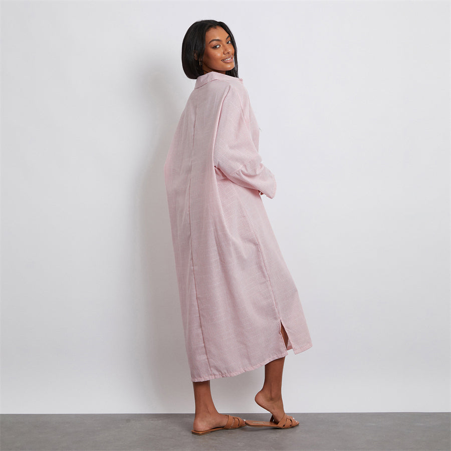 Rosa's Baggy, Loose, Striped, Trendy, Stylish, Boho, Vintage, Long Sleeves, Long Shirt Dress