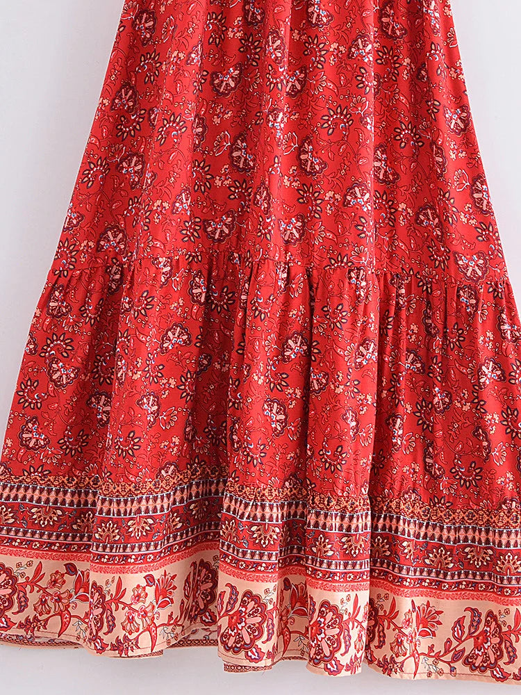 Red patterned skirt on a white background