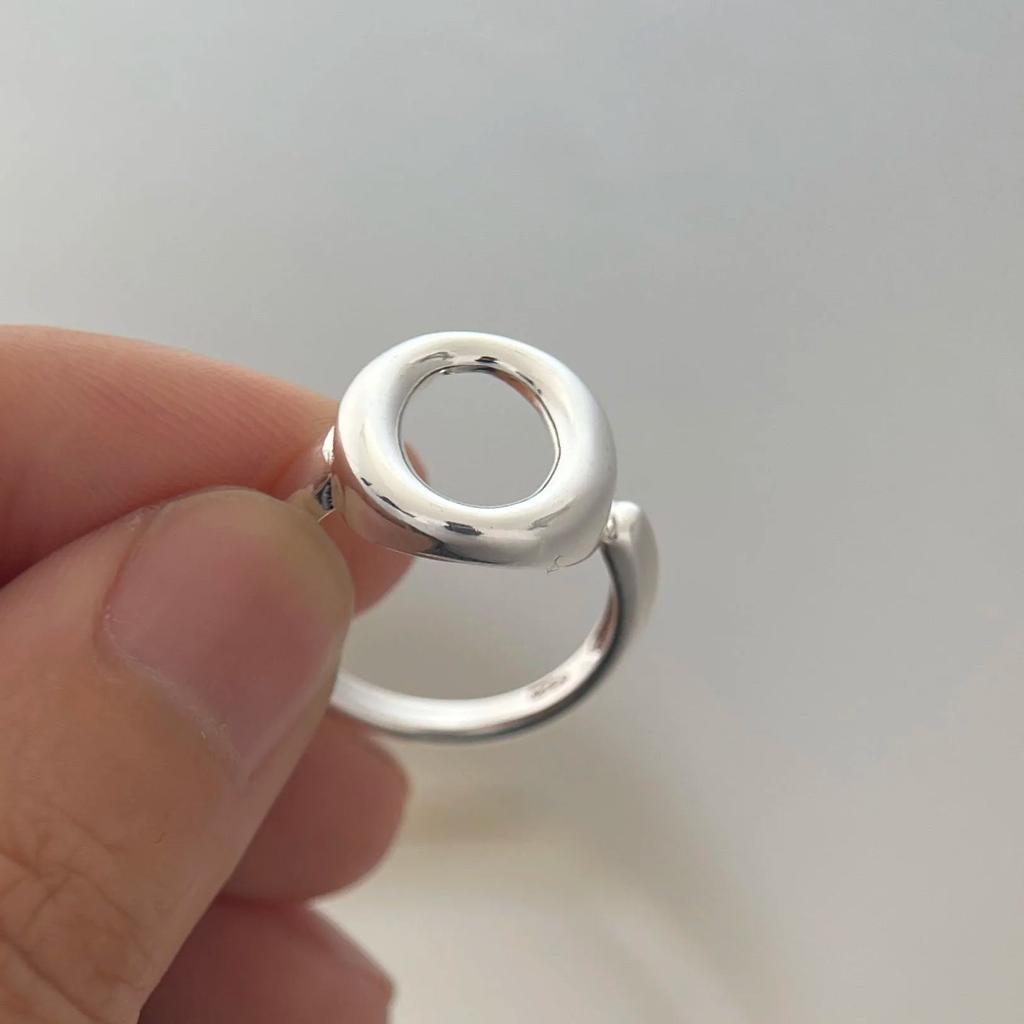 Luliya's 925 Sterling Silver, Couple Minimalist, Handmade, Circle Hollow, Adjustable Rings