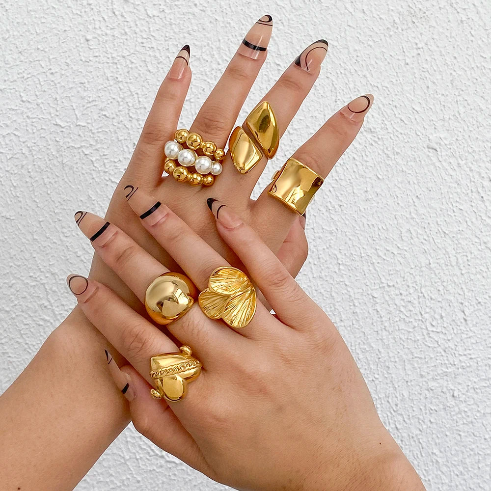 Olivia's Irregular chunky Gold Plated Stainless Steel Rings