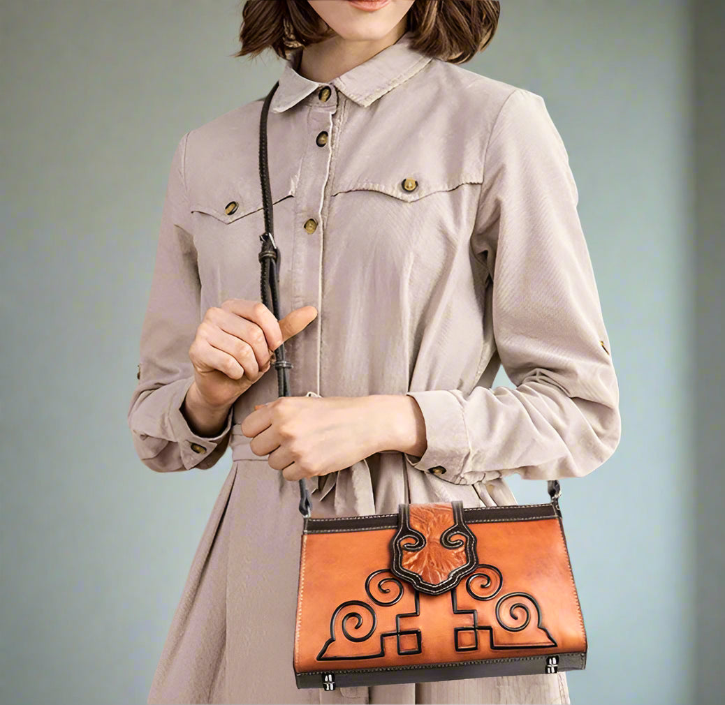 Lydia's Retro, Vintage, Genuine Leather, Trendy, Stylish, Handmade, Crossbody, Shoulder Bag