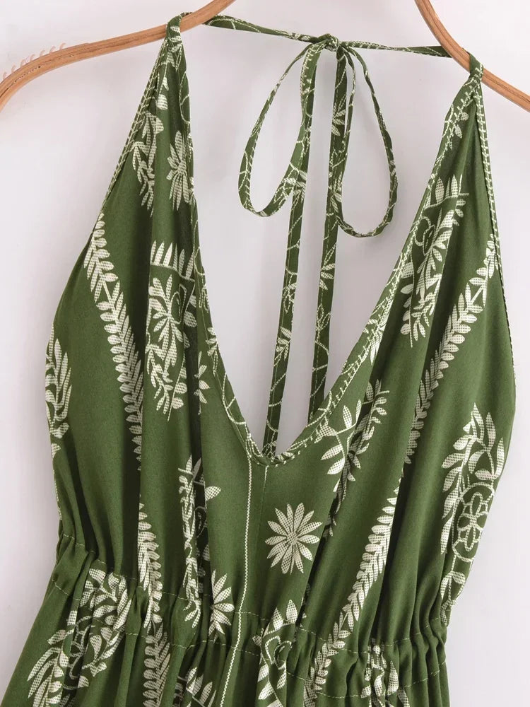 Mila's Floral, Backless, Beach, Party, Boho, Holiday, High-Low, Maxi Dress