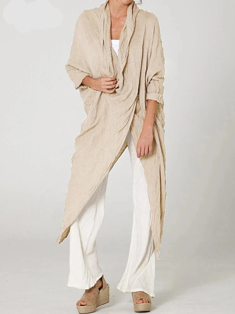 Maria's long asymmetric casual Loose blouse