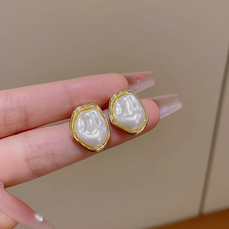 Gift, Trendy, Stylish, Alloy, Pearl, Stud Earrings