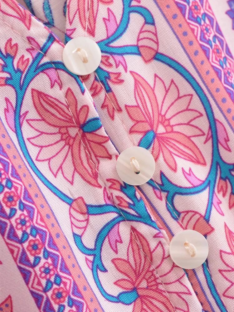 Dina's Vintage, Boho, Stylish, Trendy, Rayon, Floral, Printed, Long, Bohemian Dress