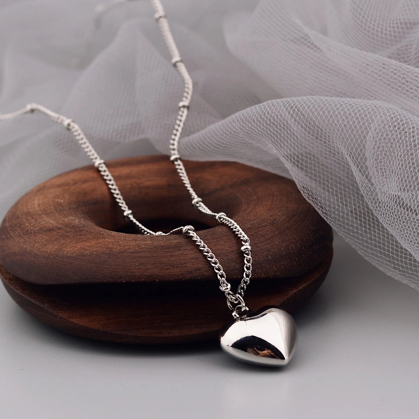 Gift, 925 Silver, Heart Chain Choker, Trendy, Stylish, Fine Necklace