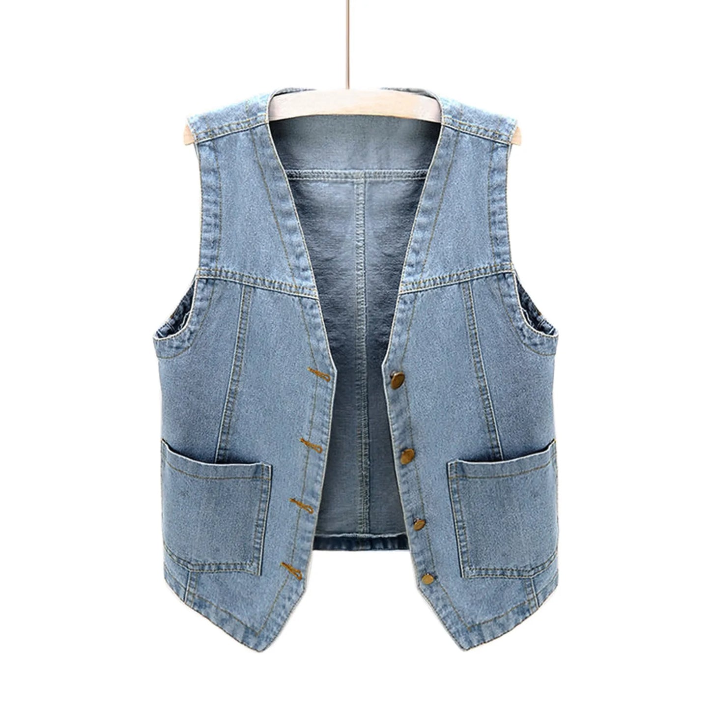 Tara's Casual, Trendy, Stylish, Waistline, Cotton, Denim, Pockets, Jeans Vest