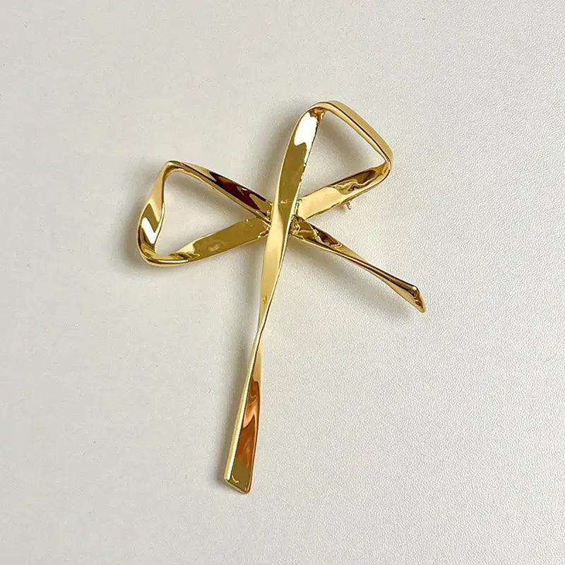 Sou's Metal Bowknot Brooches- Silver/Gold