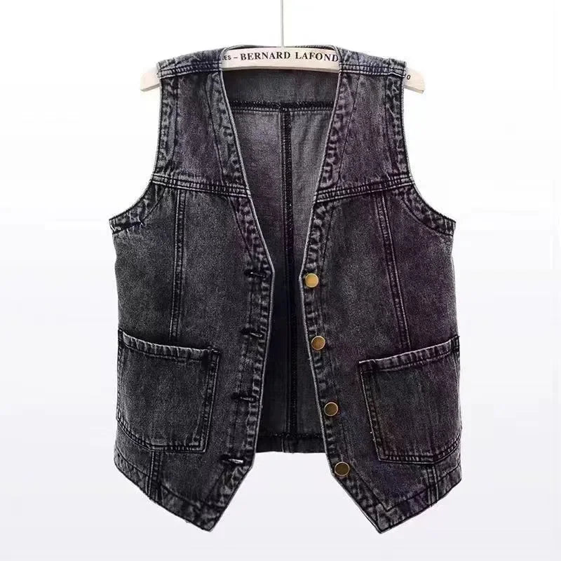 Karen's Casual, Trendy, Stylish, Waistline, Cotton, Denim, Pockets, Pocket, Jeans Vest
