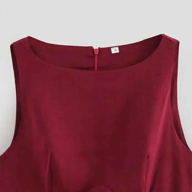 Elena's Party, Sleeveless, Solid Color, Stylish, Trendy, Pleated, Mini Dress