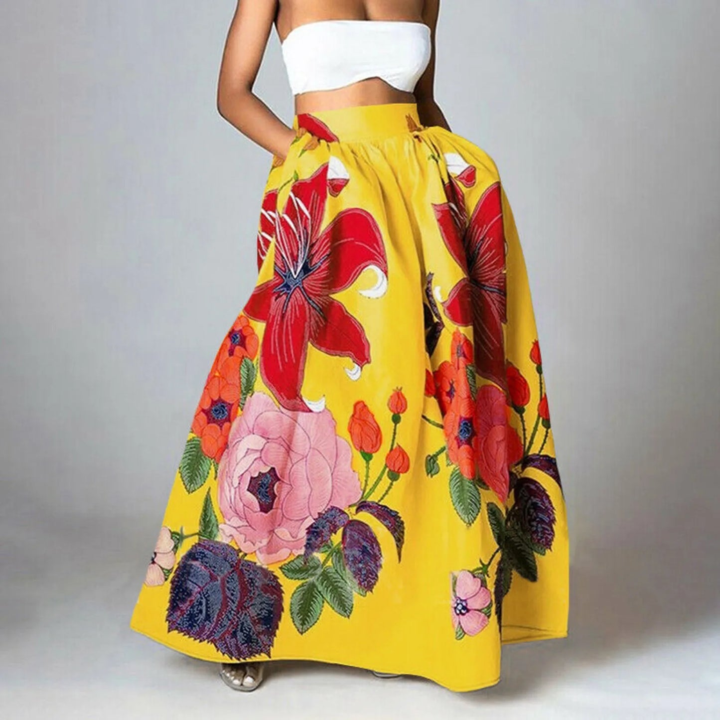 Maria's printed Boho maxi swing gown skirt