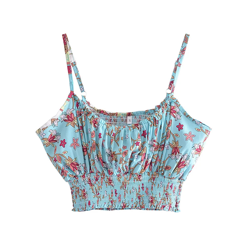 Noha's Boho, Vintage, Printed, Strap, Crop-Top, Multicolor, Stylish, Trendy, Outfit, Bohemian Sets.