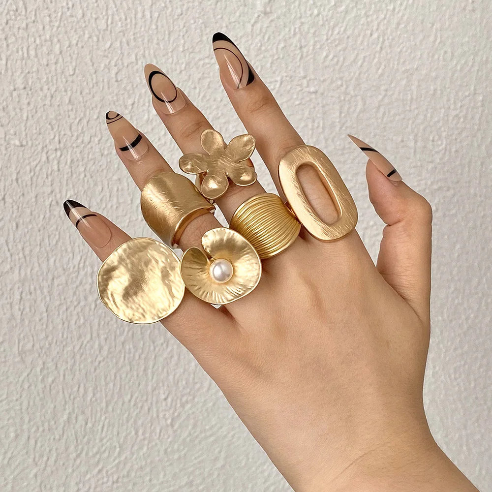 Vivian's Adjustable Irregular Geometric Matte Chunky Rings