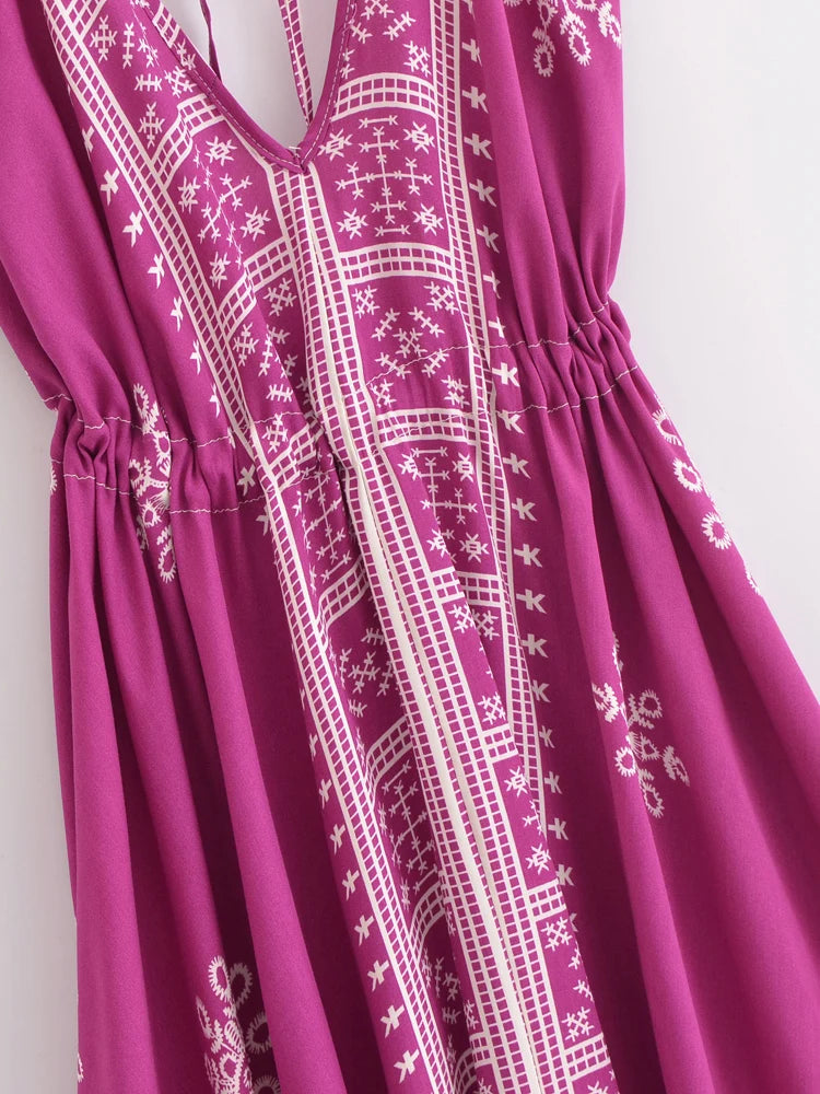 Mila's Floral, Backless, Beach, Party, Boho, Holiday, High-Low, Maxi Dress