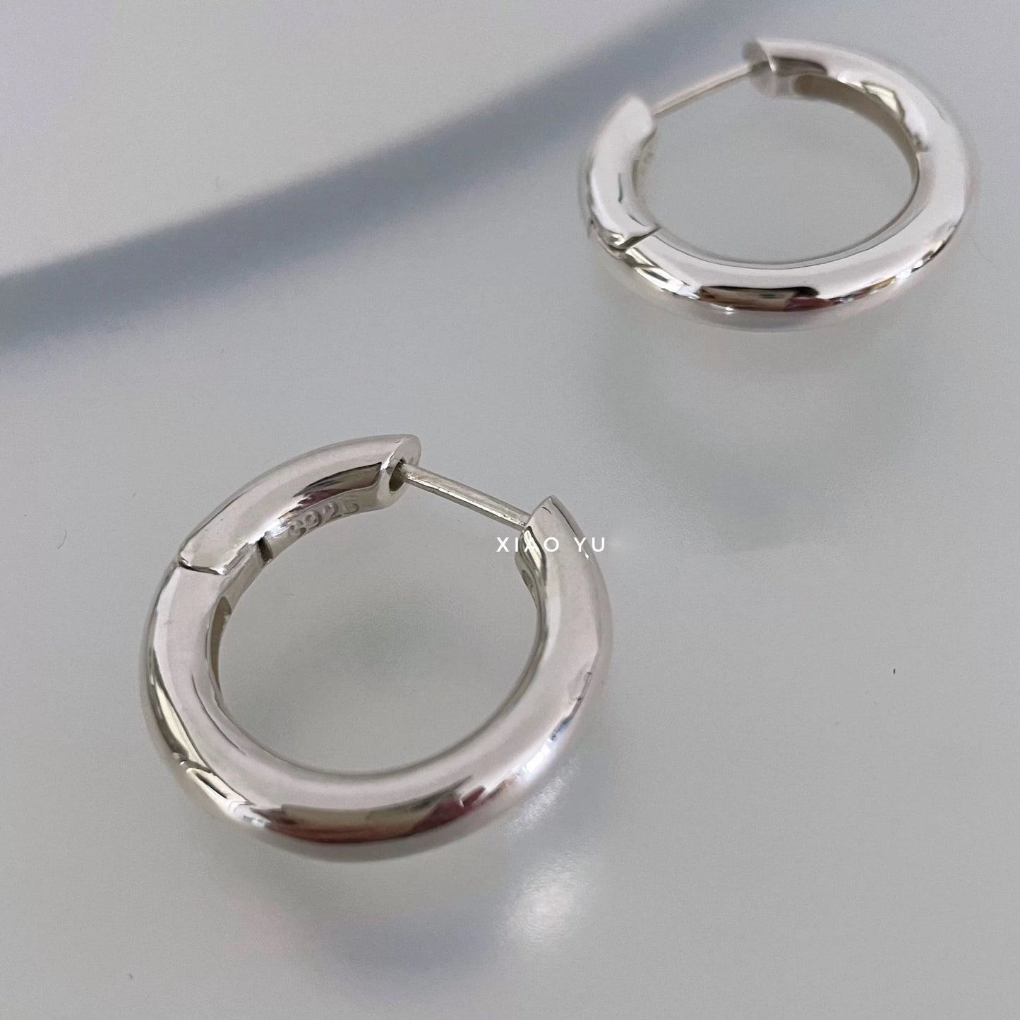 Hiedy's 925 Sterling Silver, Trendy Simple, Retro, Round, Hooped Earrings