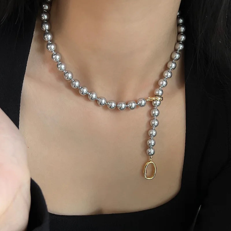Ivanka's Pearl, Simulated, Trendy, Stylish, Vintage, Lariat, Temperament, Bead Necklace