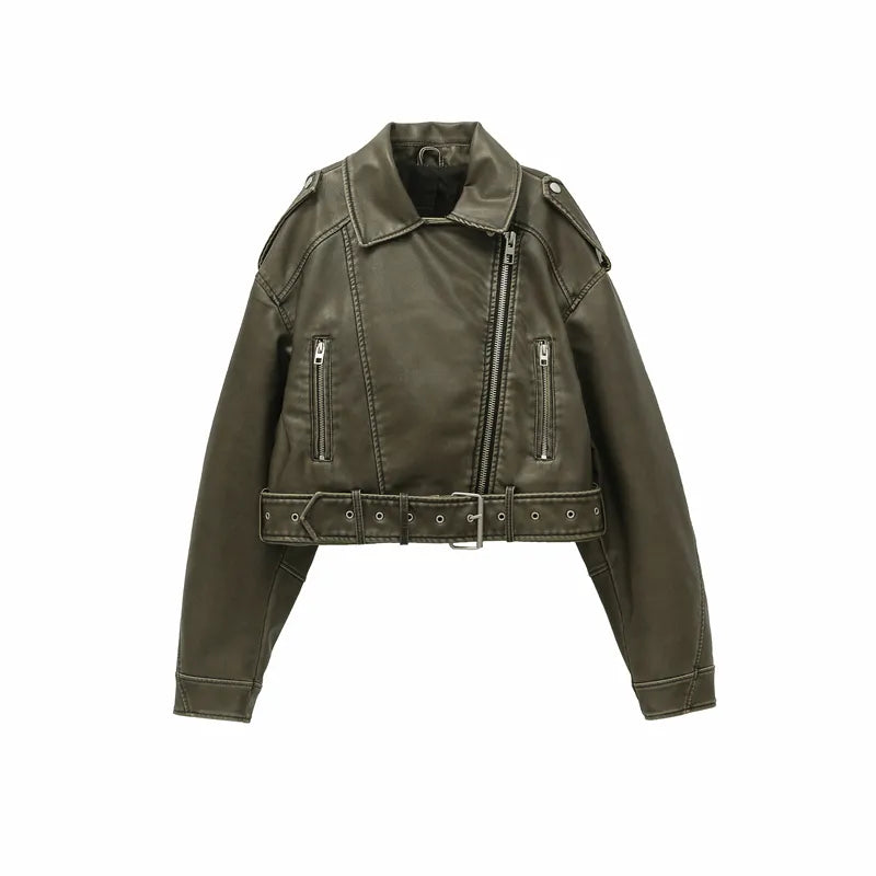 Zara's Faux Leather Winter Jacket with zipper