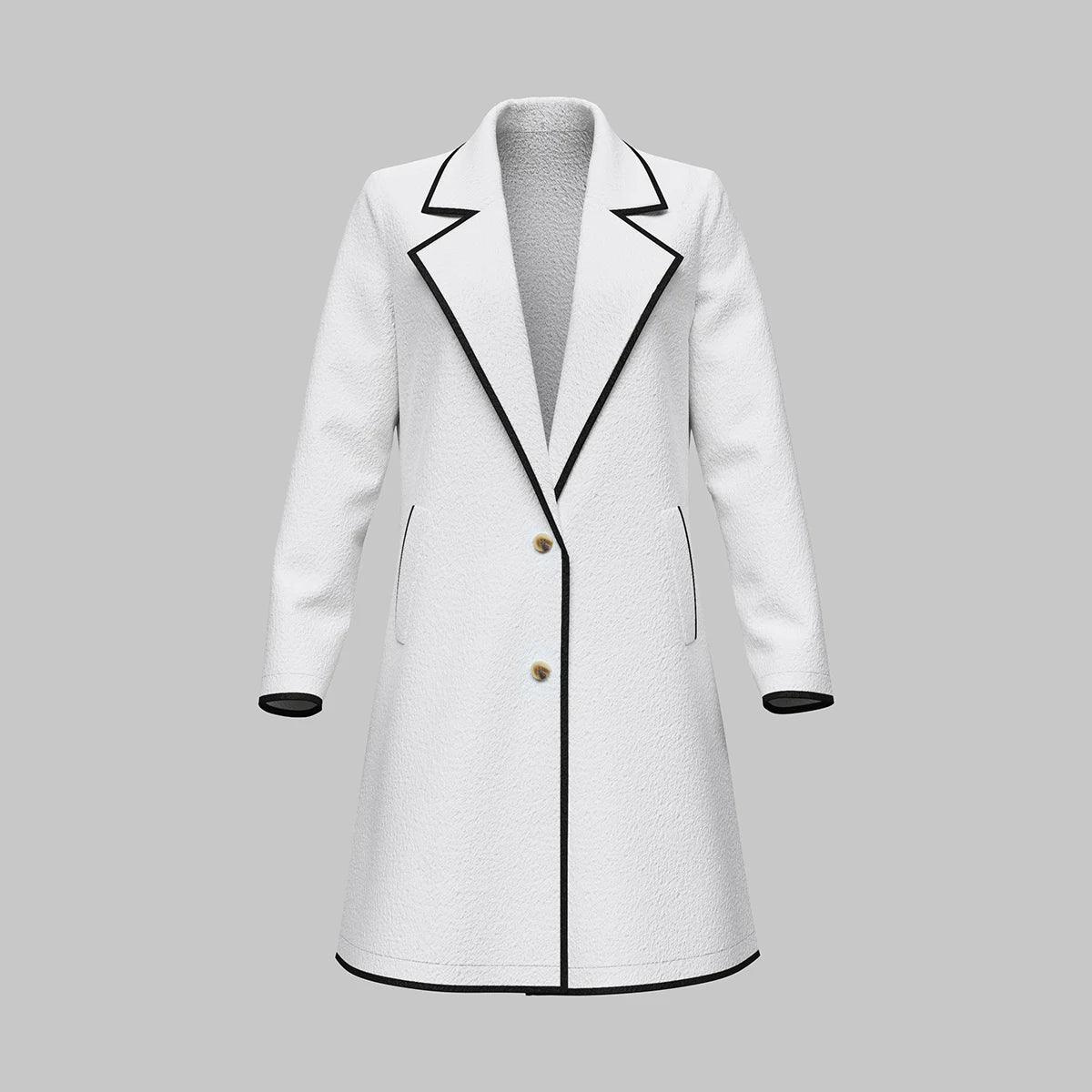 Mayan's Autumn/Winter, Elegant, Trendy, Stylish, Long, Single Breasted, Long sleeves, White coat