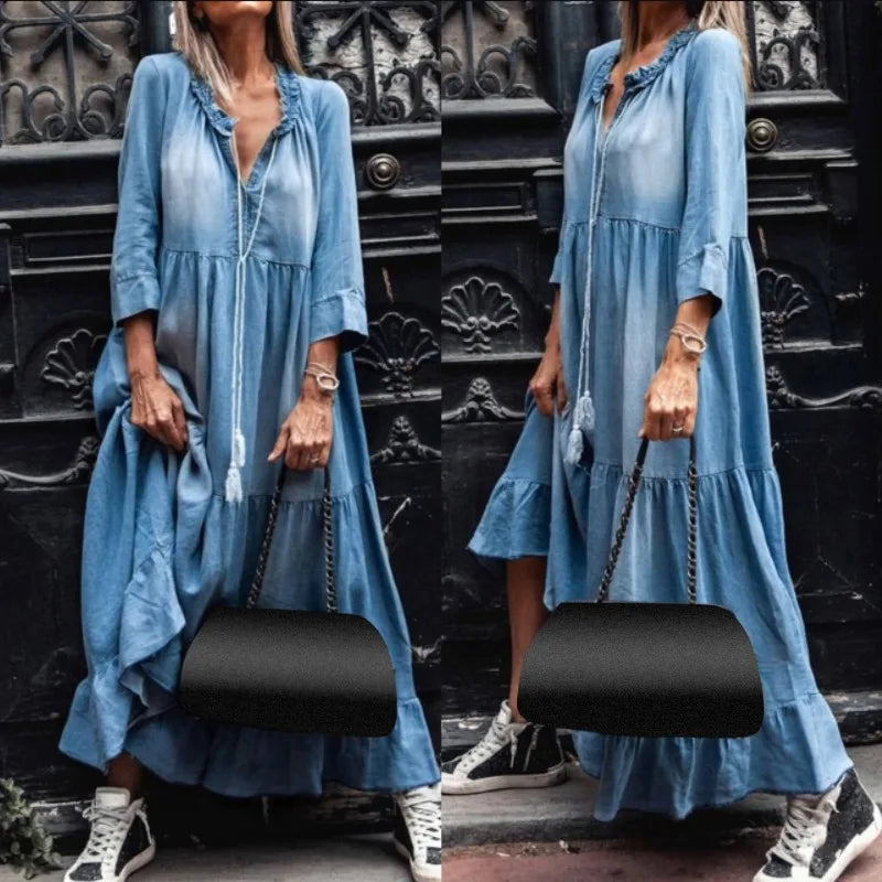 Pilar's Loose Denim High-low dress