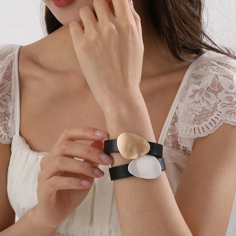 Tania's Trendy, Stylish, Vintage, Minimalist, Magnet Lock, Golden/Silver, Cuff, Bangles Bracelets