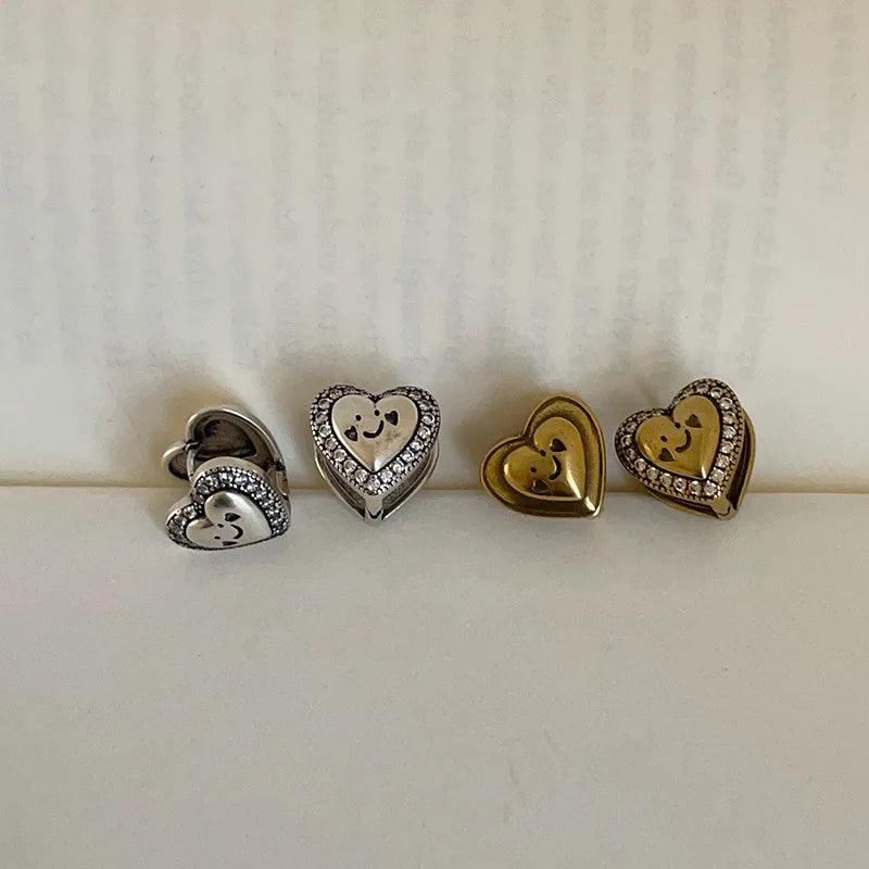 Karen's Vintage, Temperament, Golden/Silver, Hooped, Stylish, Trendy, Heart Earrings