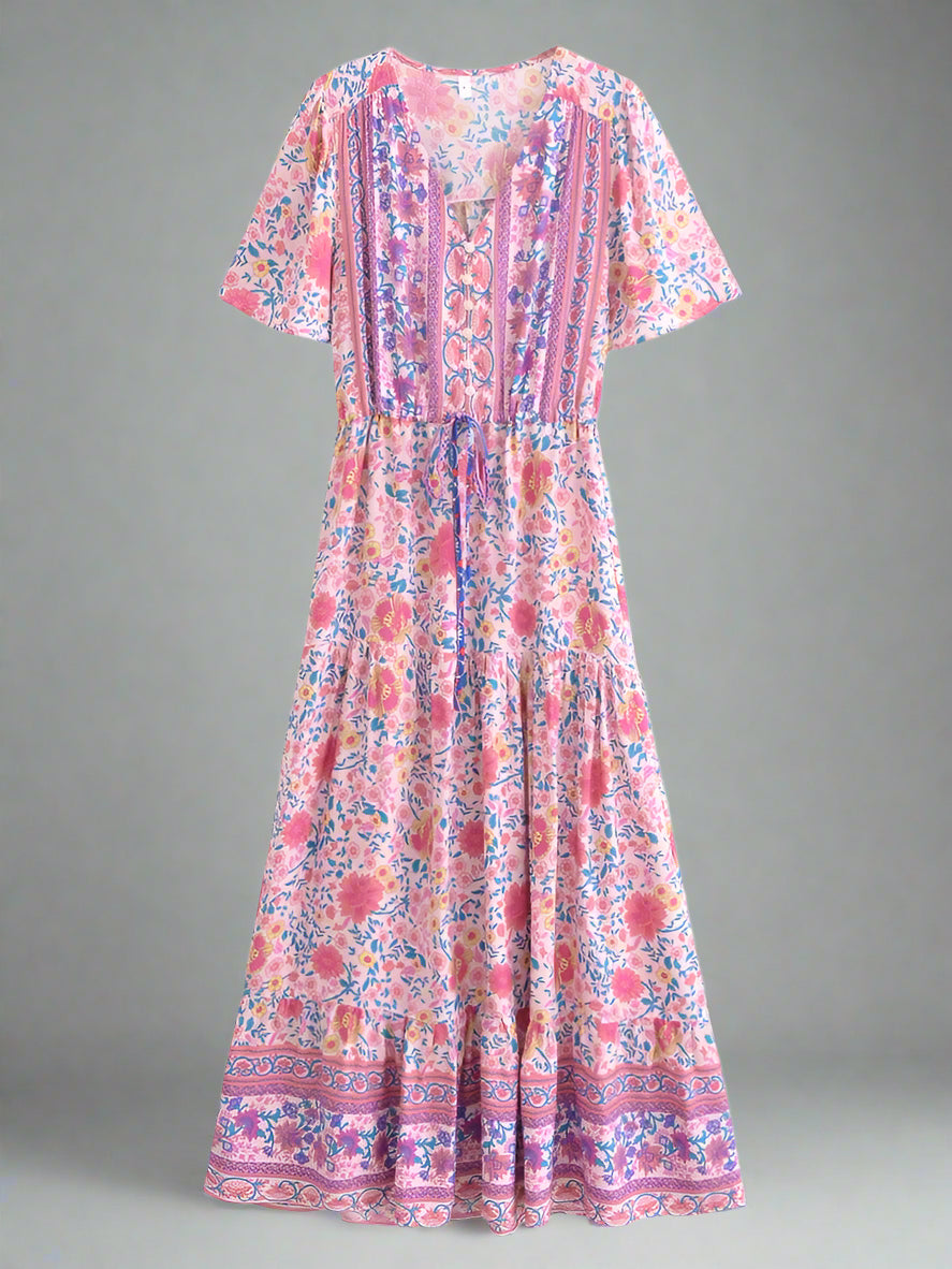 Floral patterned dress on a white background