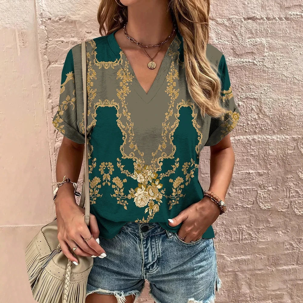 Heba's casual printed T-shirt