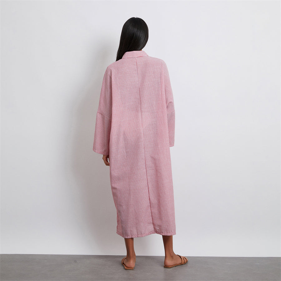 Rosa's Baggy, Loose, Striped, Trendy, Stylish, Boho, Vintage, Long Sleeves, Long Shirt Dress