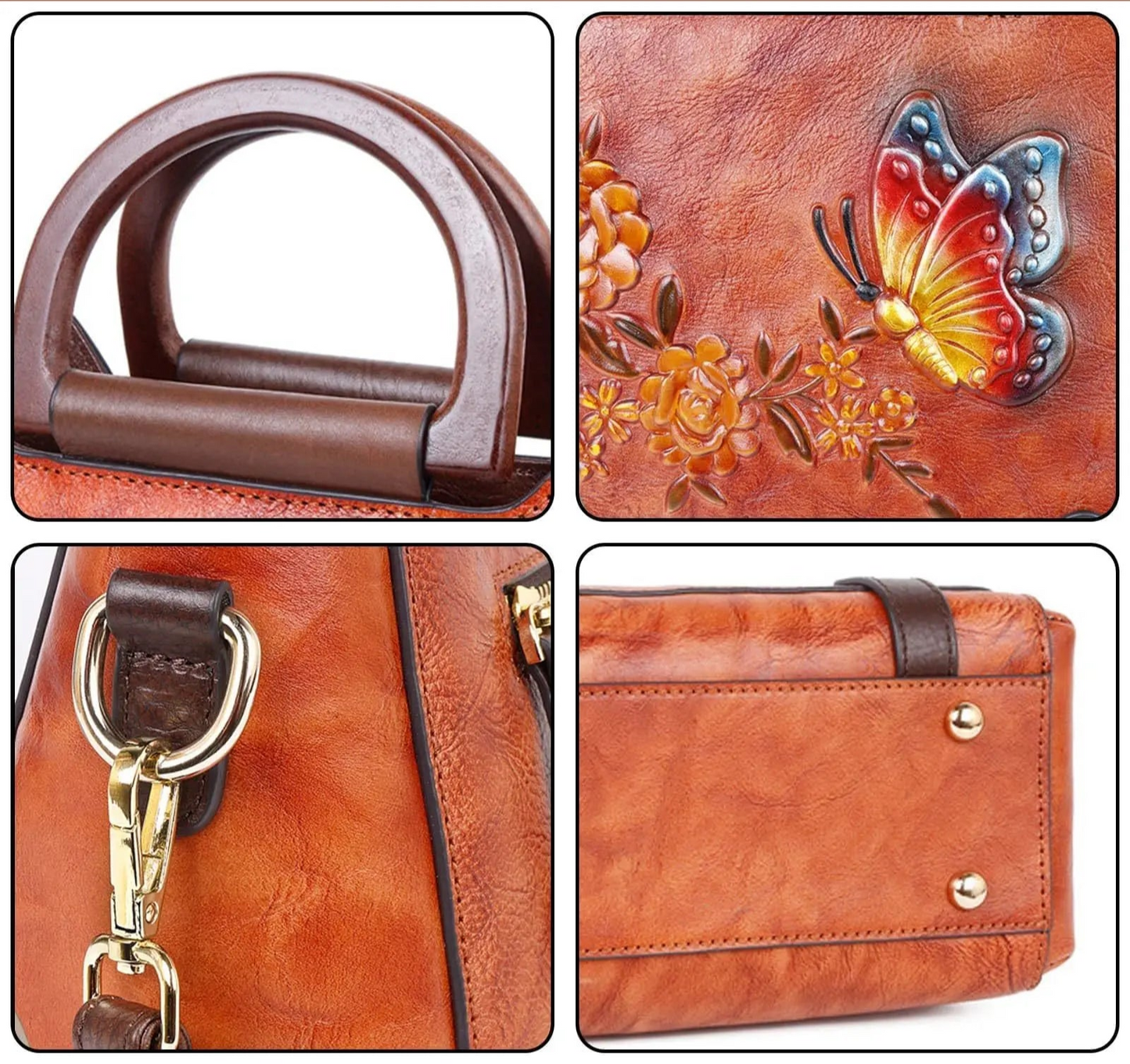 Huda's Retro, Vintage, Genuine Leather, Trendy, Stylish, Handmade, Shoulder Bag