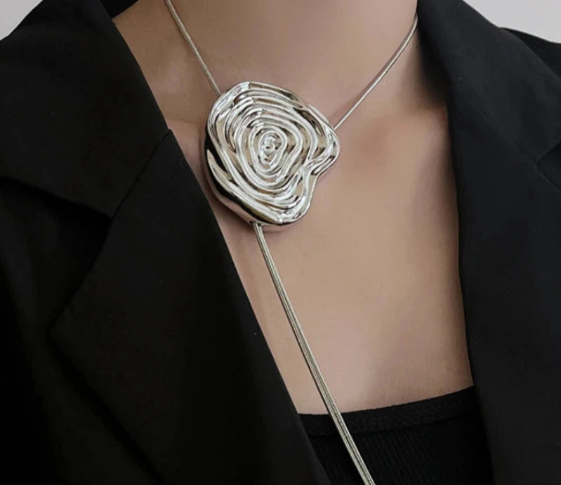 Sophia's Silver, Flower, Stylish, Trendy, exaggerative, Adjustable, Necklace