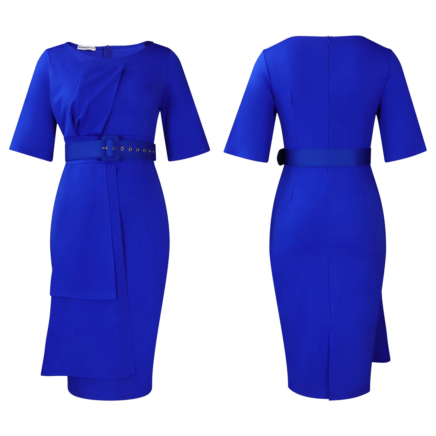 Iman's Trendy, Stylish, Patchwork, Plus size, Half Sleeves, On-Knee, Office Dress