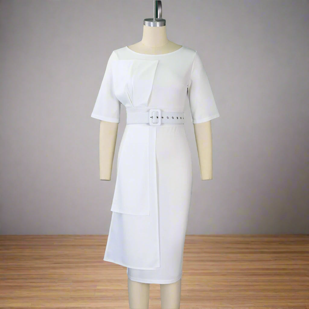 Iman's Trendy, Stylish, Patchwork, Plus size, Half Sleeves, On-Knee, Office Dress