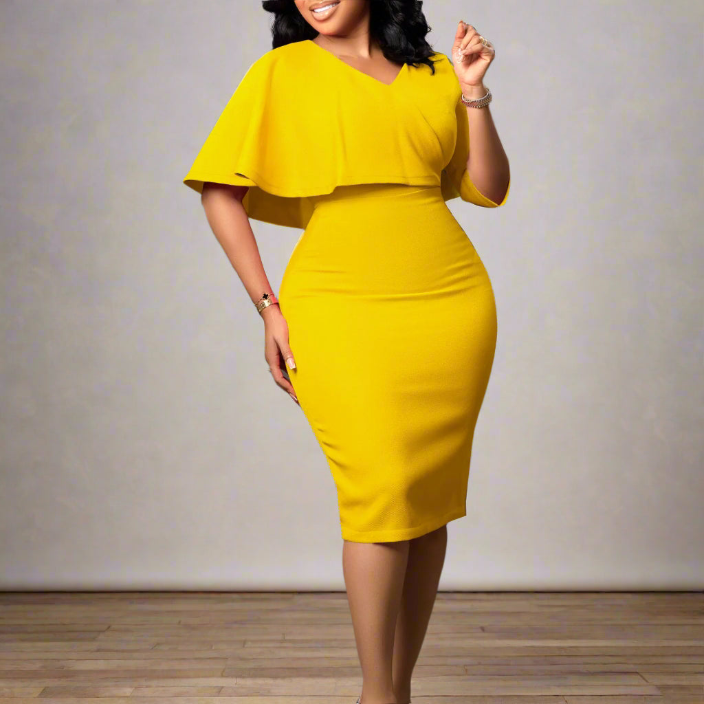 Nancy's Office style, Trendy, Stylish, Asymmetric Half Sleeves, Multicolor, Pencil Dress