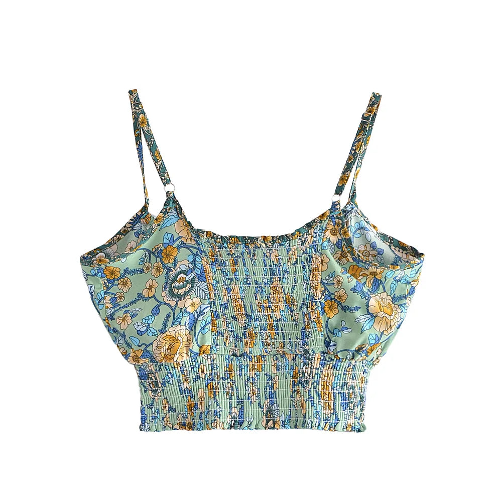 Noha's Boho, Vintage, Printed, Strap, Crop-Top, Multicolor, Stylish, Trendy, Outfit, Bohemian Sets.