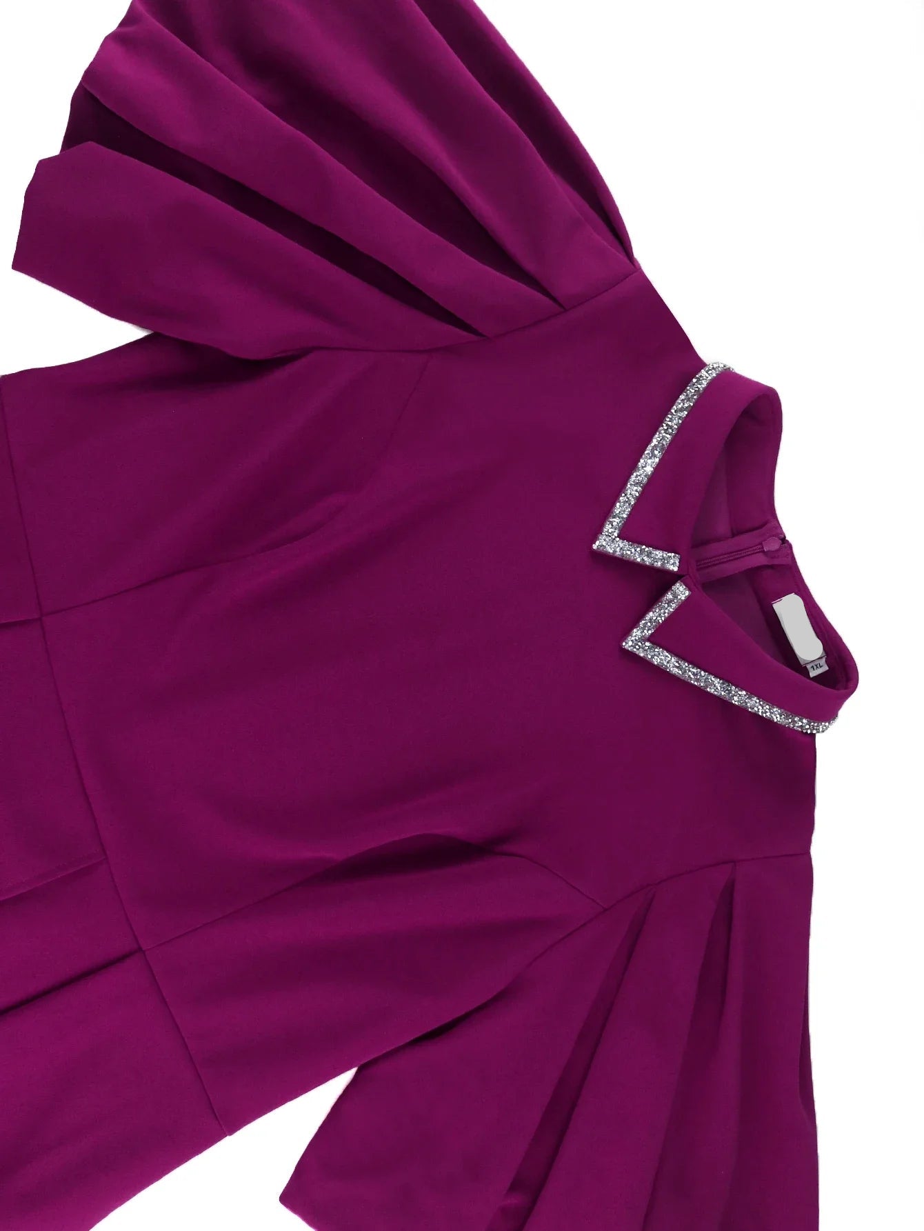 Dalia's Purple, Trendy, Stylish, Sheath, Ruffles, Puffy Sleeves, OfficeStyle, Midi Dress